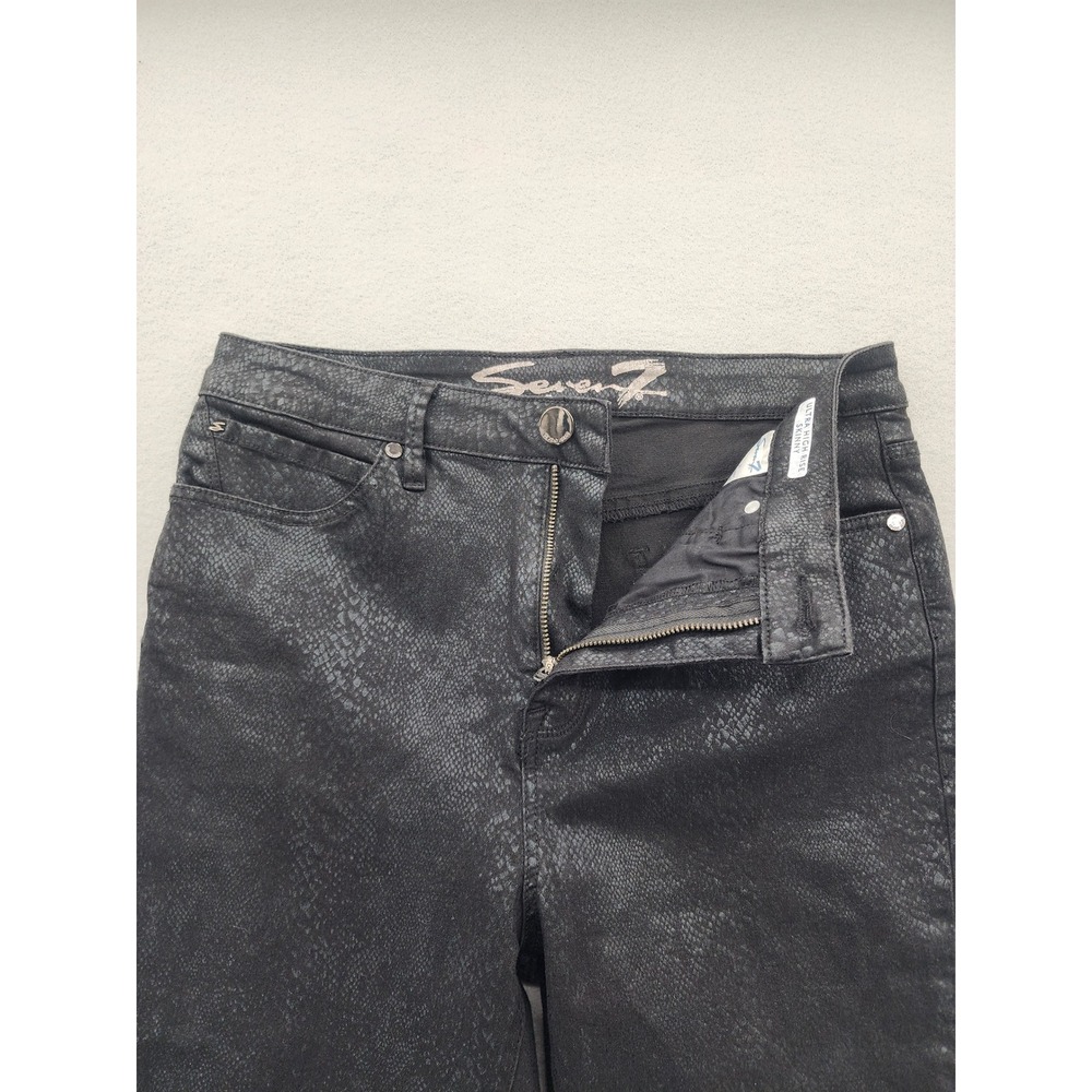 Seven7 Ultra High Rise Skinny Jeans Black Snakeskin Animal Print Pants Size 10 - Picture 5 of 15